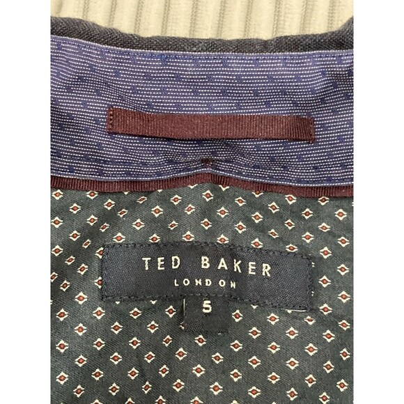 Ted Baker London Men’s 5 Blue Linen Blend Button Down Shirt Long Sleeve Preppy - Picture 6 of 9